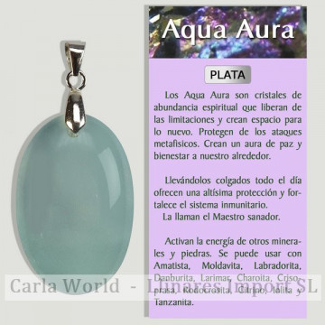 BLEU AQUA AURA. Pendentif en argent. Formes assorties.