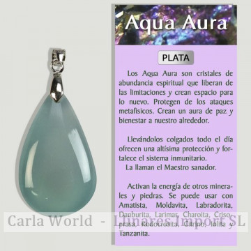 BLEU AQUA AURA. Pendentif en argent. Formes assorties.