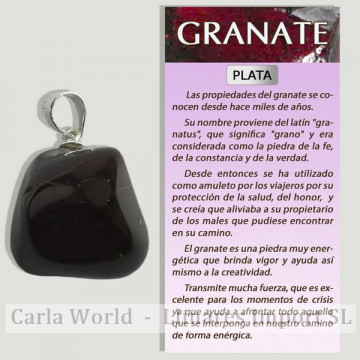 GRENAT. Pendentif en argent. Roulé.