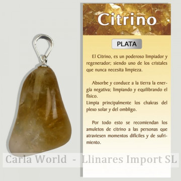 CITRINE. Pendentif en argent. Roulé.