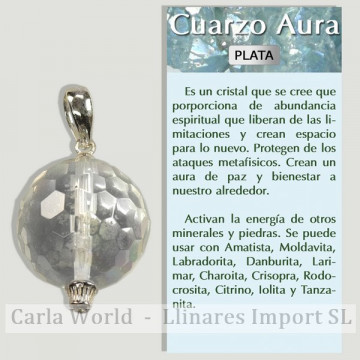 CUARZO AURA. Colgante de Plata. Bola facetada 18mm. 