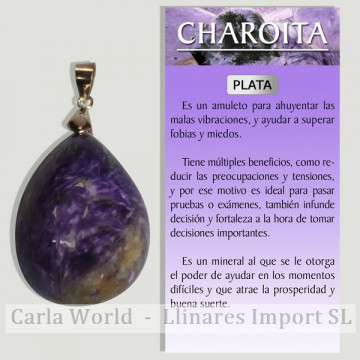 CHAROITA. Pendentif en argent. Formes assorties.