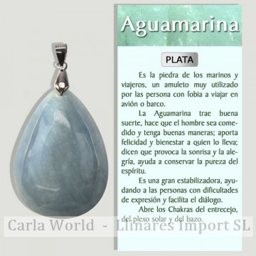 AQUAMARINE. Pingente de prata. Formas variadas.