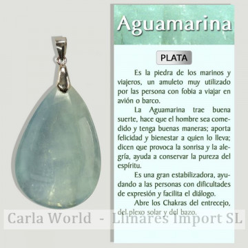 AQUAMARINE. Pingente de prata. Formas variadas.