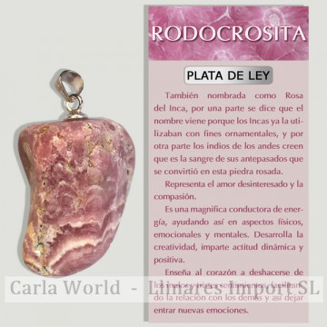 RHODOCROSITE. Pendentif en argent. Formes assorties.