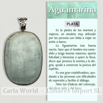 AQUAMARINE. Pendente de prata em BEVEL. Formas variadas.