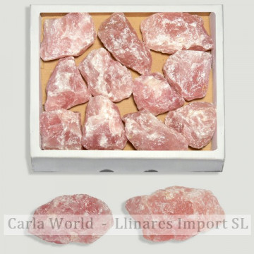 Caja Cuarzo rosa en bruto 32x22cm.