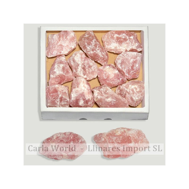 Caja Cuarzo rosa en bruto 32x22cm. Caja Cuarzo rosa en bruto 32x22cm.