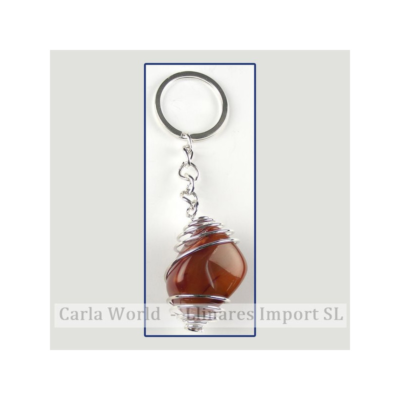 CHAKRA. Llavero espiral con rodado. CARNEOLA CHAKRA. Llavero espiral con rodado. CARNEOLA