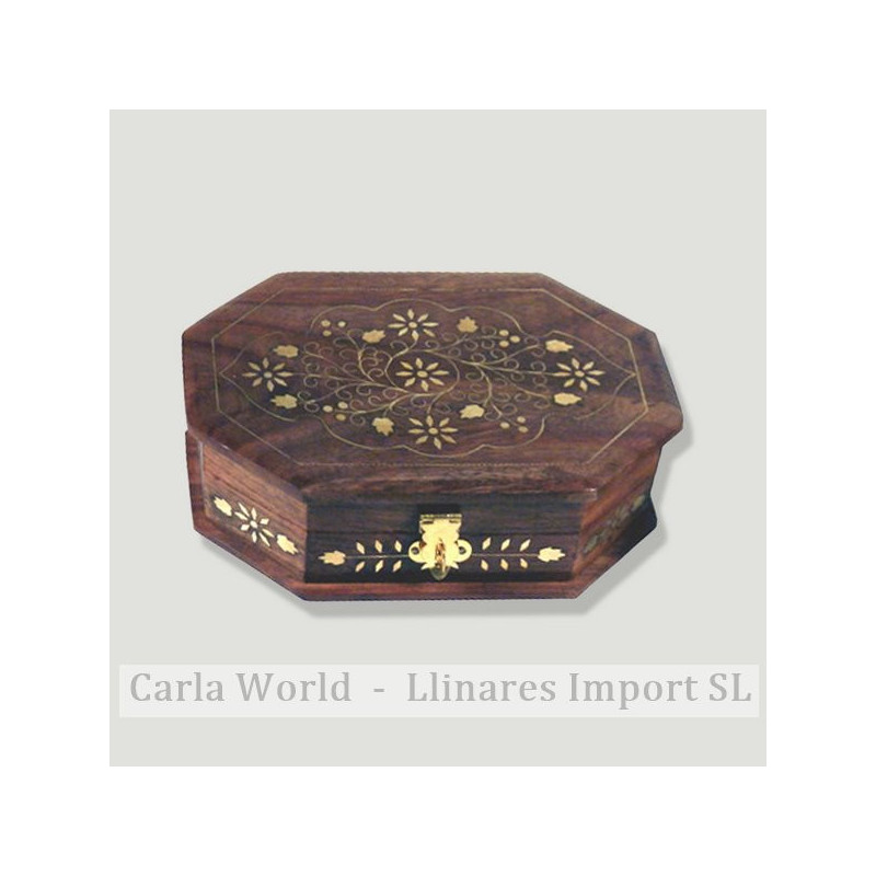 Caja octogonal madera india 20cm Caja octogonal madera india 20cm