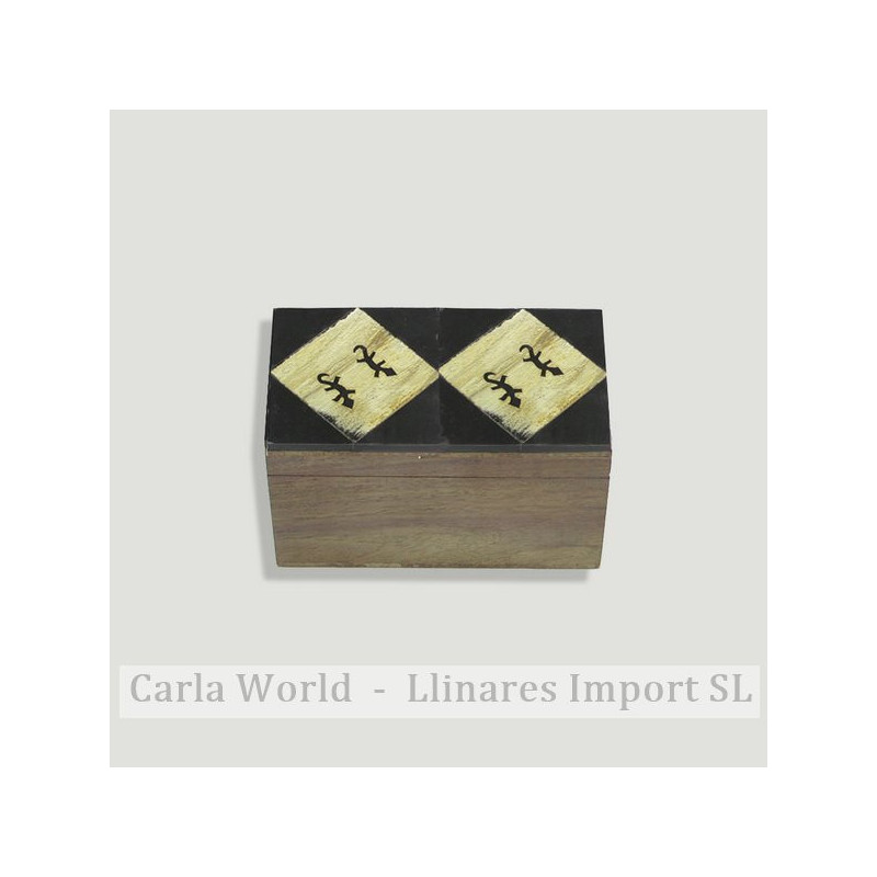Caja madera y hueso rectangular.13x13x8cm Caja madera y hueso rectangular.13x13x8cm