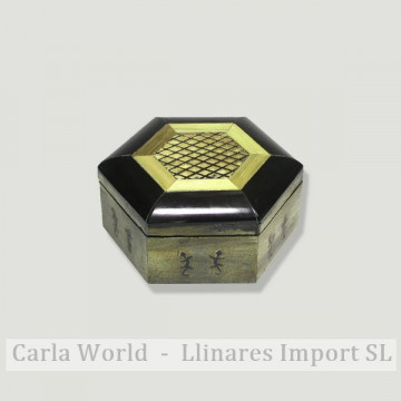 Caja madera hueso hexagonal Nº3. 13x13x8cm