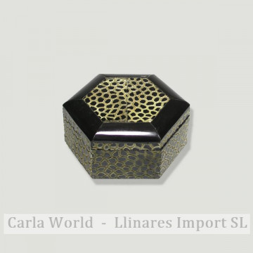Caja madera hueso hexagonal Nº2. 13x13x8cm