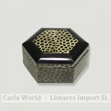 Caja madera hueso hexagonal Nº2. 8x8x5cm