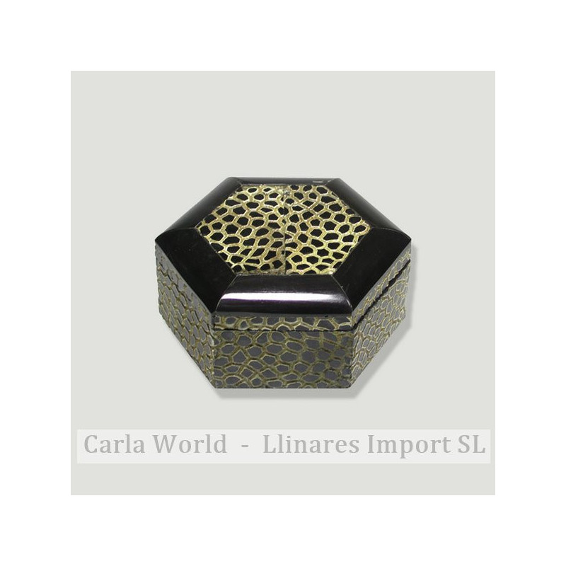 Caja madera hueso hexagonal. 8x8x5cm Caja madera hueso hexagonal. 8x8x5cm