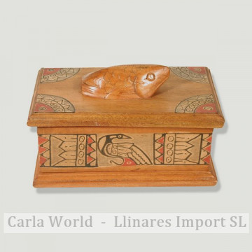 Caja madera india pez 13x20cm