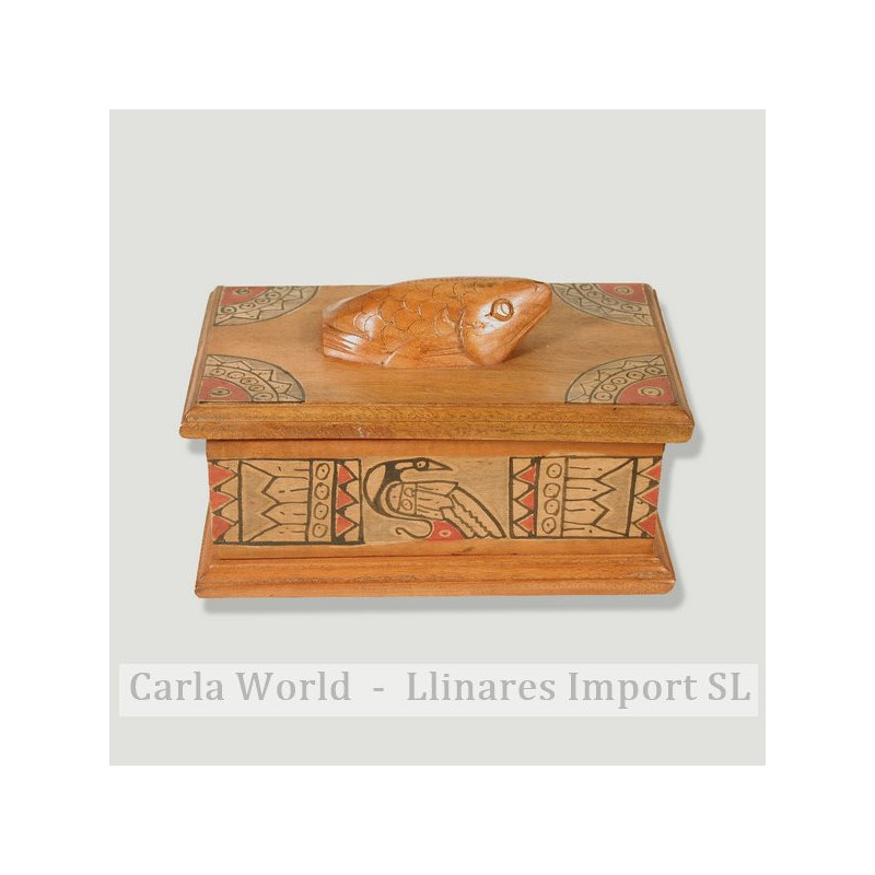 Caja madera india pez 13x20cm Caja madera india pez 13x20cm
