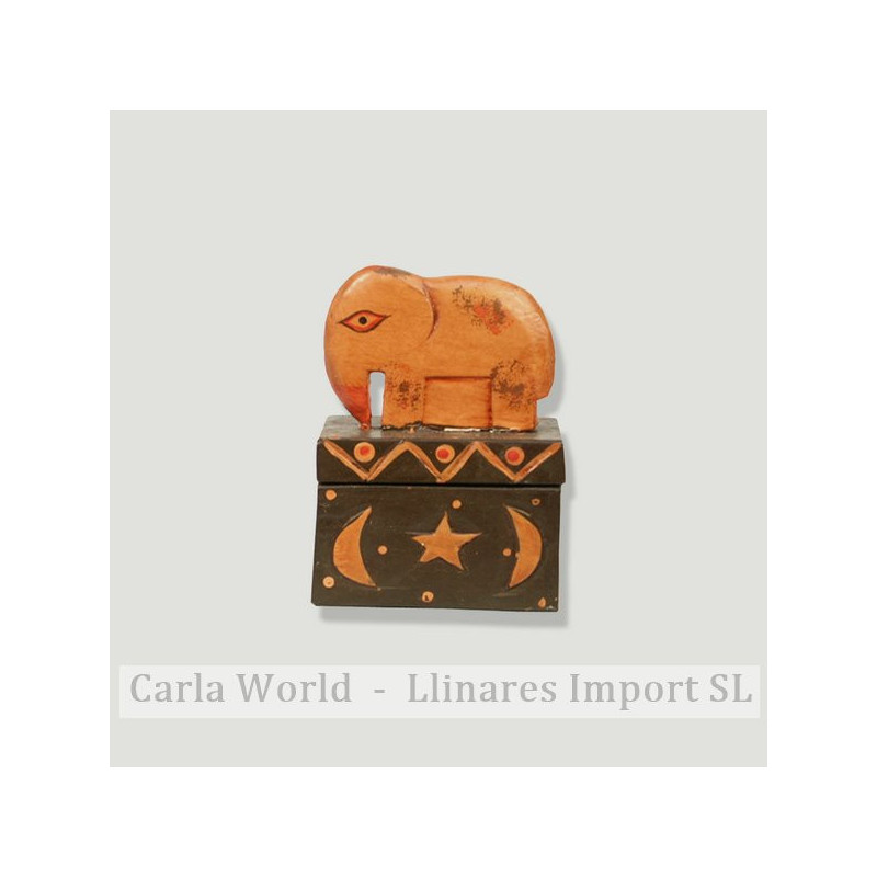 Caixa Madeira Retangular Elefante 6x7cm Caixa Madeira Retangular Elefante 6x7cm