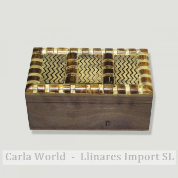 Caja madera y hueso rectangular Nº9 18x10x8cm