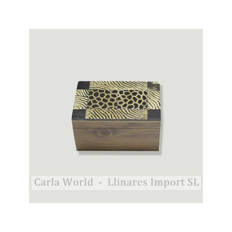 Caja madera y hueso rectangular. 13X8x8cm Caja madera y hueso rectangular. 13X8x8cm