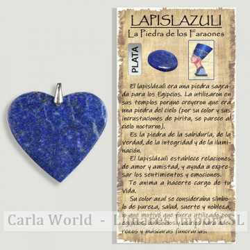 LAPISLAZULI. Colgante de Plata. Corazón Plano. 