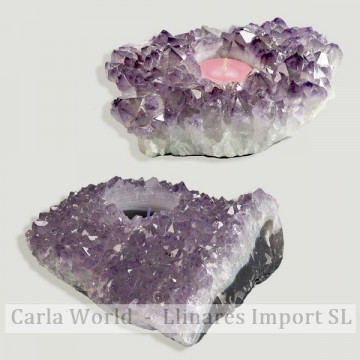 Candle holder. Amethyst Druse. Quality A. 14x10cm approx.