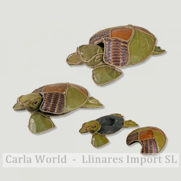 Set 3 tortugas madera. 20/15/11cm