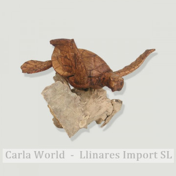 Tortuga madera  tallada en tronco 33x36x24 aprox