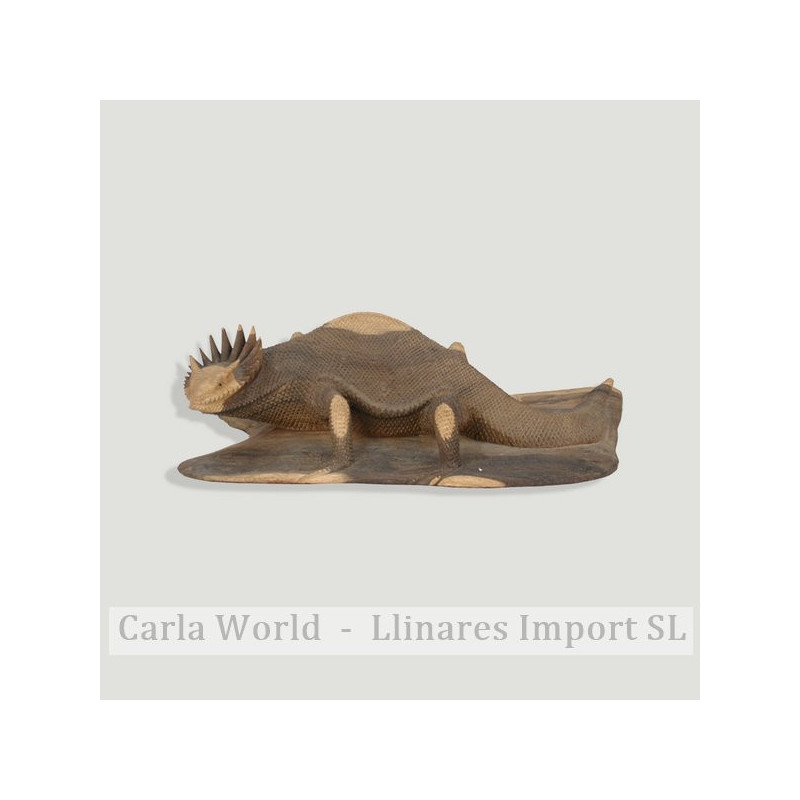Iguana talla madera sobre base. 30cm Iguana talla madera sobre base. 30cm