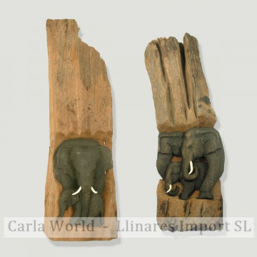 Elefantes talla en tronco 40-60cm
