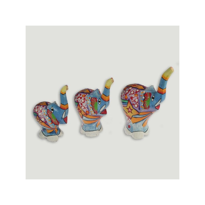 Set de 3 Elefantes colores 11/13/18cm Set de 3 Elefantes colores 11/13/18cm