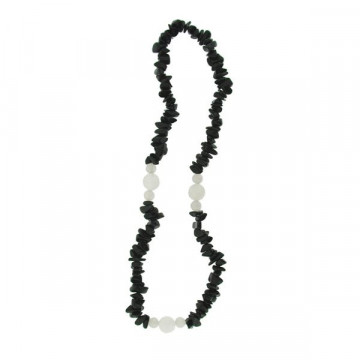 Chip and faceted ball necklace. 40cm. Onyx and Jade.
