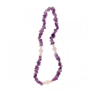 Chip and faceted ball necklace. 40cm. Amethyst and Rose Quartz