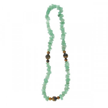 Collier puce et boule facettée. 40cm. Aventurine et Oeil de Tigre