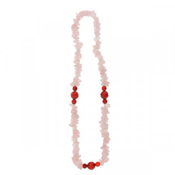 Collier puce et boule facettée. 40cm. Quartz rose et agate cornaline.