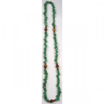 Collier puce et boule facettée. 70cm. Aventurine et Oeil de Tigre.