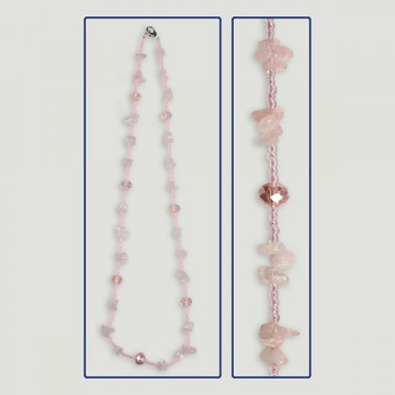 Crystal chip necklace. 45cm. Pink quartz.