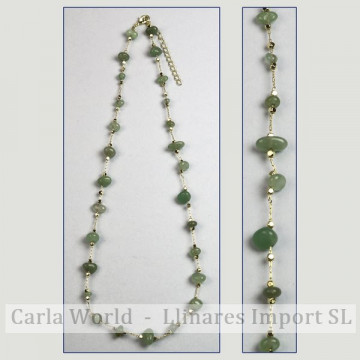 Green Aventurine chip necklace golden chain 42-47cm