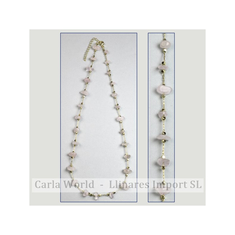 Rose quartz chip necklace golden chain 42-47cm Rose quartz chip necklace golden chain 42-47cm