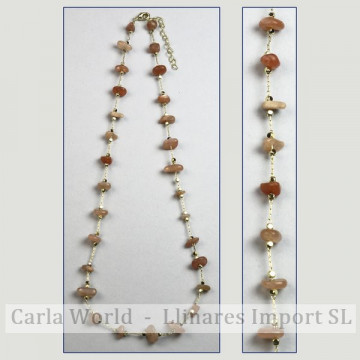 Sun Stone chip necklace golden chain 42-47cm