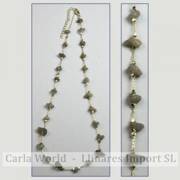 Labradorite chip colar de corrente dourada 42-47cm