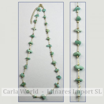 Collier puce Amazonite chaîne dorée 42-47cm