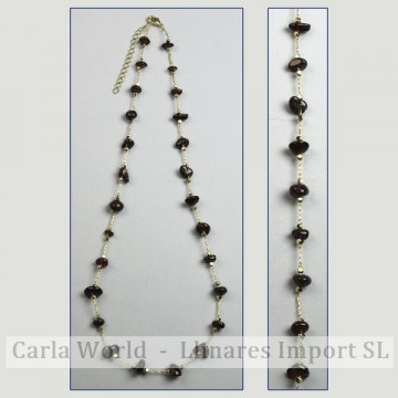 Garnet chip necklace golden chain 42-47cm