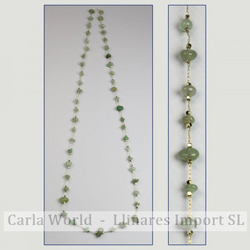 Green Aventurine chip necklace golden chain 80cm
