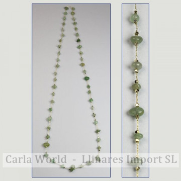 Collier puce Aventurine verte chaîne dorée 80cm