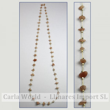 Collier puce pierre soleil chaine dorée 80cm