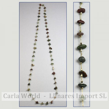 Indian Jasper chip necklace golden chain 80cm