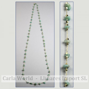 Colar chip Amazonite corrente dourada 80cm