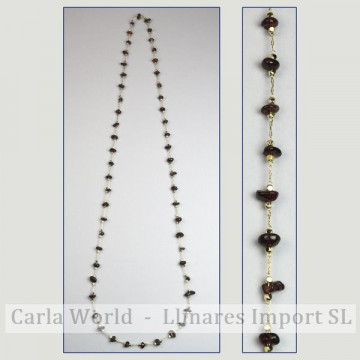 Garnet chip necklace golden chain 80cm