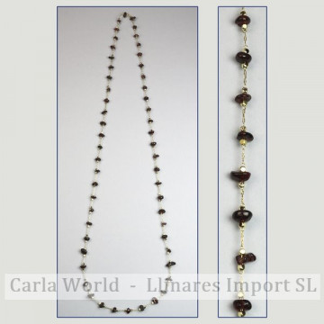 Collier éclat grenat chaîne dorée 80cm